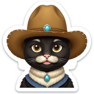 combine the cowboy empjis with a bclack cat emoji and make it have a moustache sticker