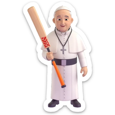 the pope as a cricket batsman, 3D emoji style sticker