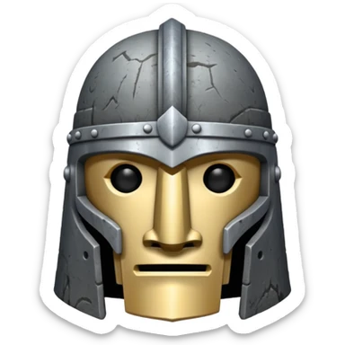 Knight helmet, moai-style sticker