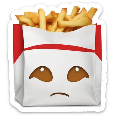 red and white paper lunch bag  sticker