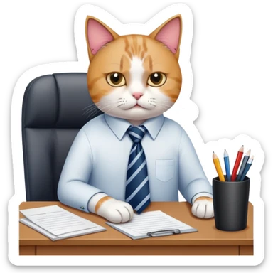 cat quitting her job sticker