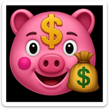 pink money emoji with a dollar sign and a bag of money sticker
