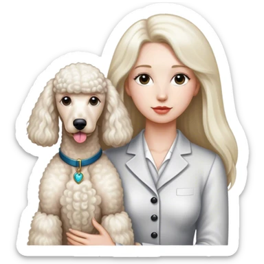 White Standard Poodle and Straight long hair Women sticker