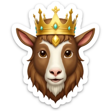 a goat with a king crown sticker
