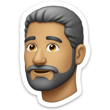 Hombre blanco de 36 años, sin cabello en la cabeza y con barba negra sticker