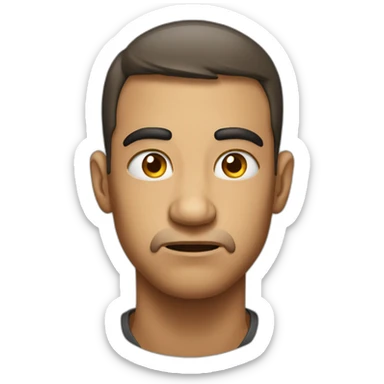 Surprise face with eyes bulging up and face down and serious expression sticker