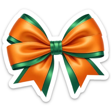 Orange bow with green bow around sticker