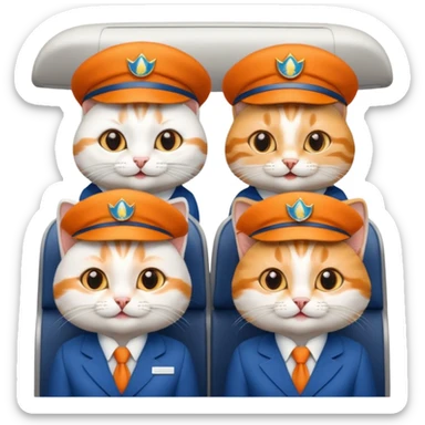 4 happy cats on an airplane sticker