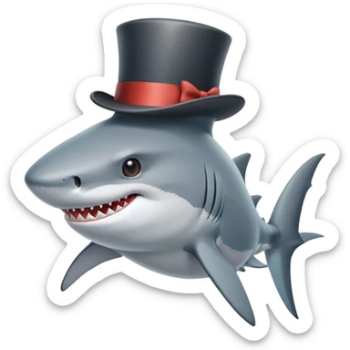 Shark with a top hat sticker