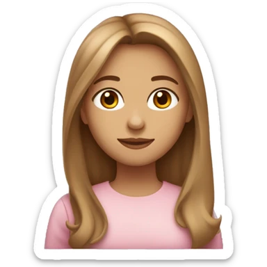 “A girl with light brown hair, slightly almond-shaped eyes, heart-shaped lips, and medium-length hair.” sticker