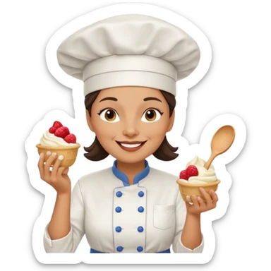 Old femaleChef trying multiple scoops of gelato sticker