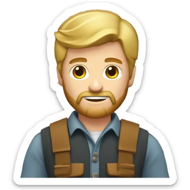 young white man lumberjack with beard blond hair chopping firewood sticker