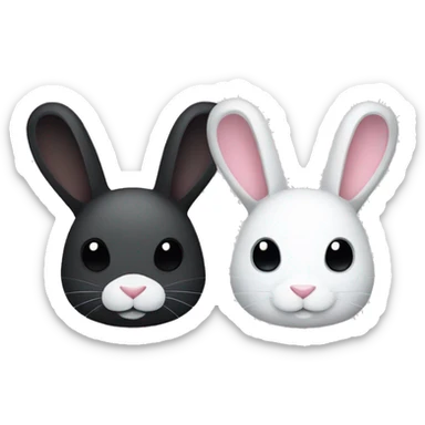 A black bunny rabbit and a white bunny rabbit in love. Designed only to show the outline of the bunnies and no hard detailing. sticker