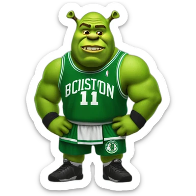 shrek with green boston celtics jerssey sticker