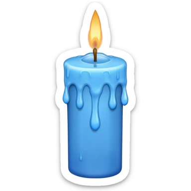 Dripping blue candle held diagonal wax dripping down sticker