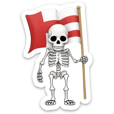 skeleton infont of danish flag sticker