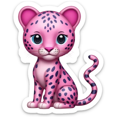 Emoji leopardo rosa cuerpo entero sticker