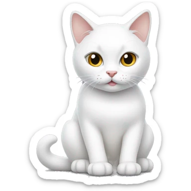 A white cat sitting down sticker