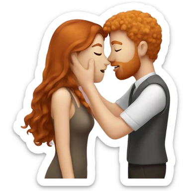 Ginger man kissing brown hair woman sticker