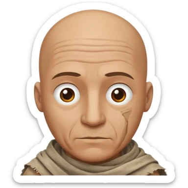 ancient man bold head, tattered cleopath skin cloth sticker