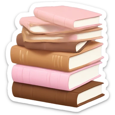 aesthetic pastel pink and caramel brown book stack sticker