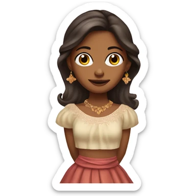 Brown skinned girl wearing La pollera colora dress sticker