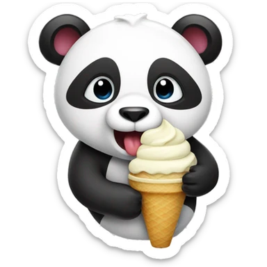 Panda eating ice cream sticker