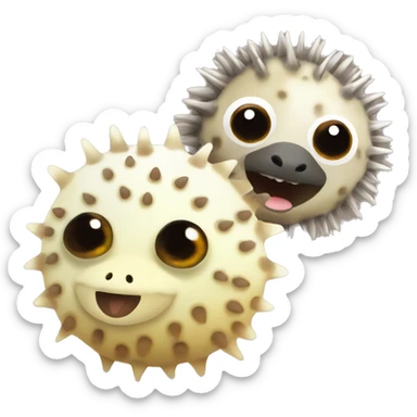 A cute pufferfish and a cute sloth sticker