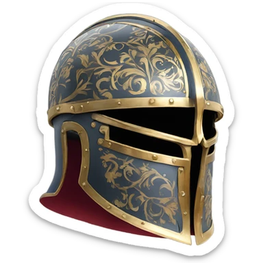 ornate french full-face armet helmet intricate inlays sticker