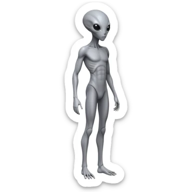fullbody humanoid gray alien direct sideview sticker