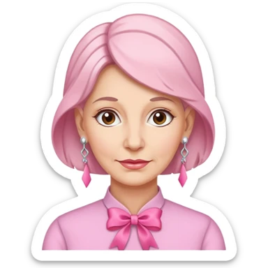 Mature Women with earrings of pink ribbons sticker