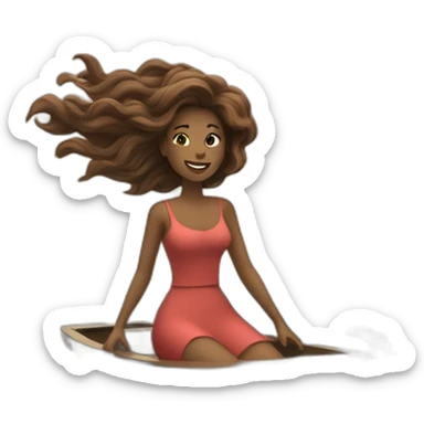 woman with hair flying in the wind on a boat sticker