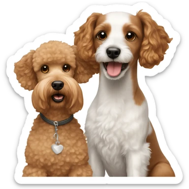 light brown poodle dog with jack russell terrier dog sticker