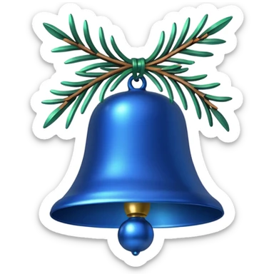 blue christmas bell with pine  sticker