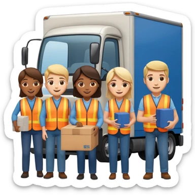 create a realistic emoji showing warehouse logistic partners sticker