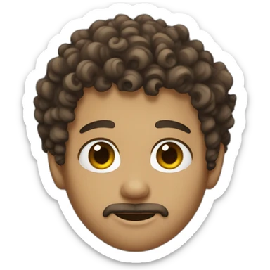 Curly short hair, brown light skin, big nose, short beard, brown eyes sticker