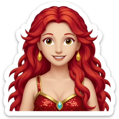 Vesta, Goddess of Hearth from Gods and Goddesses with long red hair, red sequin outfit sticker