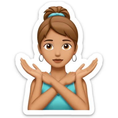 a girl holding her neck with both hands sticker