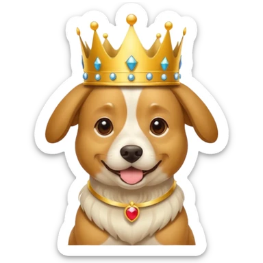 Dog wearing a crown sticker