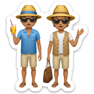 full body man with strow hat sticker