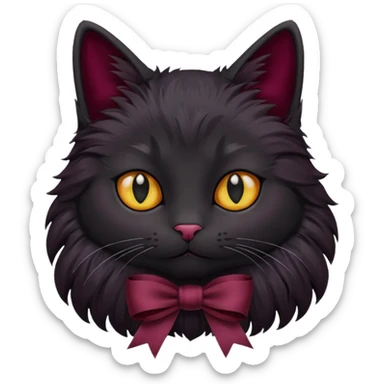 Black cat with burgundy 🎀 sticker