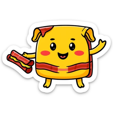 winking emoji holding a bacon strip sticker