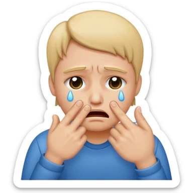 Crying face wiping away tears finger guns sticker