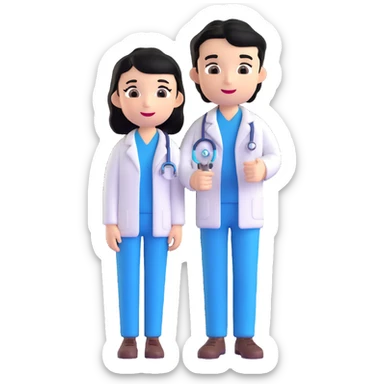 olive skin dentist with black hair, standing, emoji style sticker