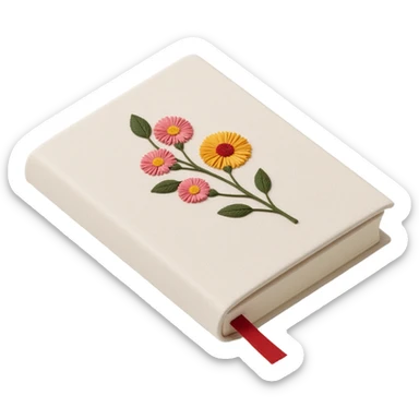 pretty ivory floral embroidered hardcover journal sticker