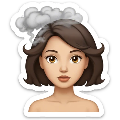 brunette woman with smoke blowing of the top of her head sticker
