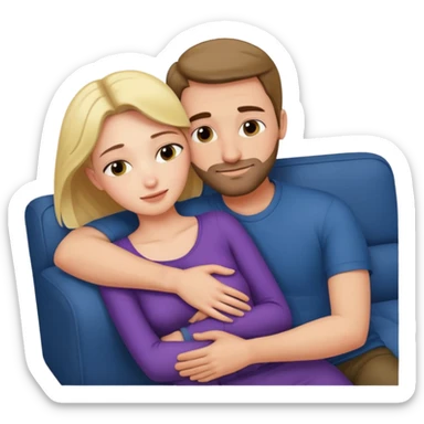 Women cuddling man on couch naked sticker