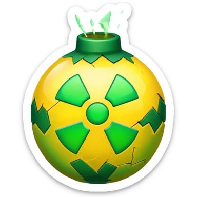 create a radioactive bomb emoji, which has a gradient of green to yellow, make the bomb have breaking patterns but isnt breaking, and make the bomb more digital instead of realistic sticker