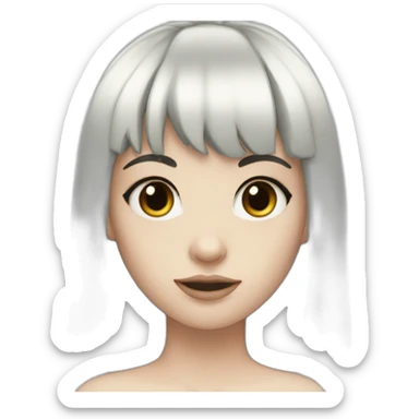 pale skinned girl with black hair bangs sticker