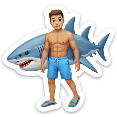 Tiburon con chanclas azules  sticker
